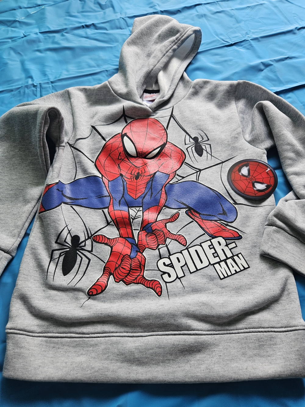 Spider-Man Kids Gray Hoodie with Red & Blue Graphic